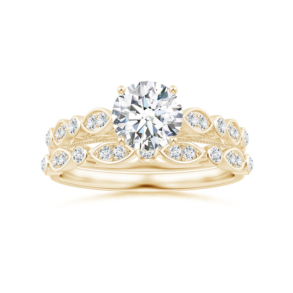 1mm GVS2 Aeon Vintage Inspired Diamond Lace Pattern Wedding Band in Yellow Gold side-3