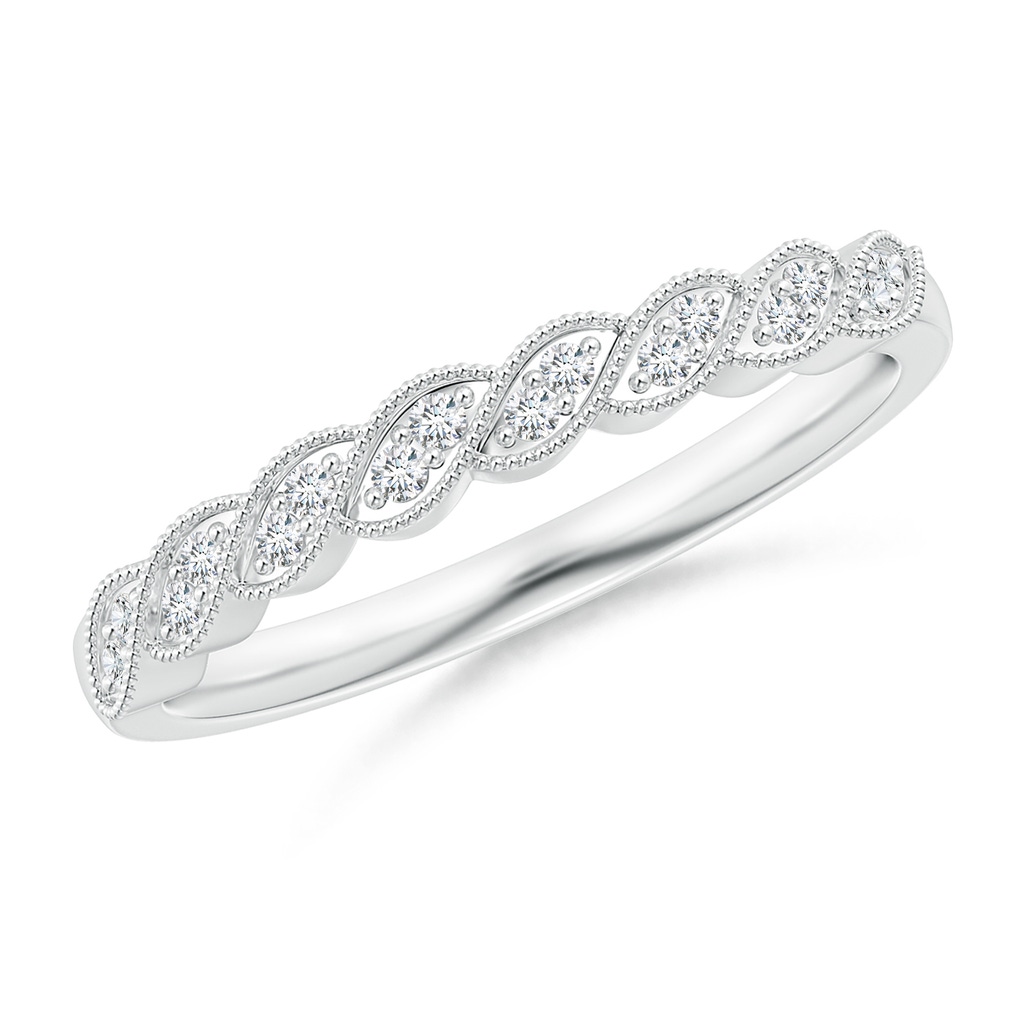 1.1mm GVS2 Aeon Vintage Style Diamond Twisted Half Eternity Milgrain Wedding Band in 18K White Gold