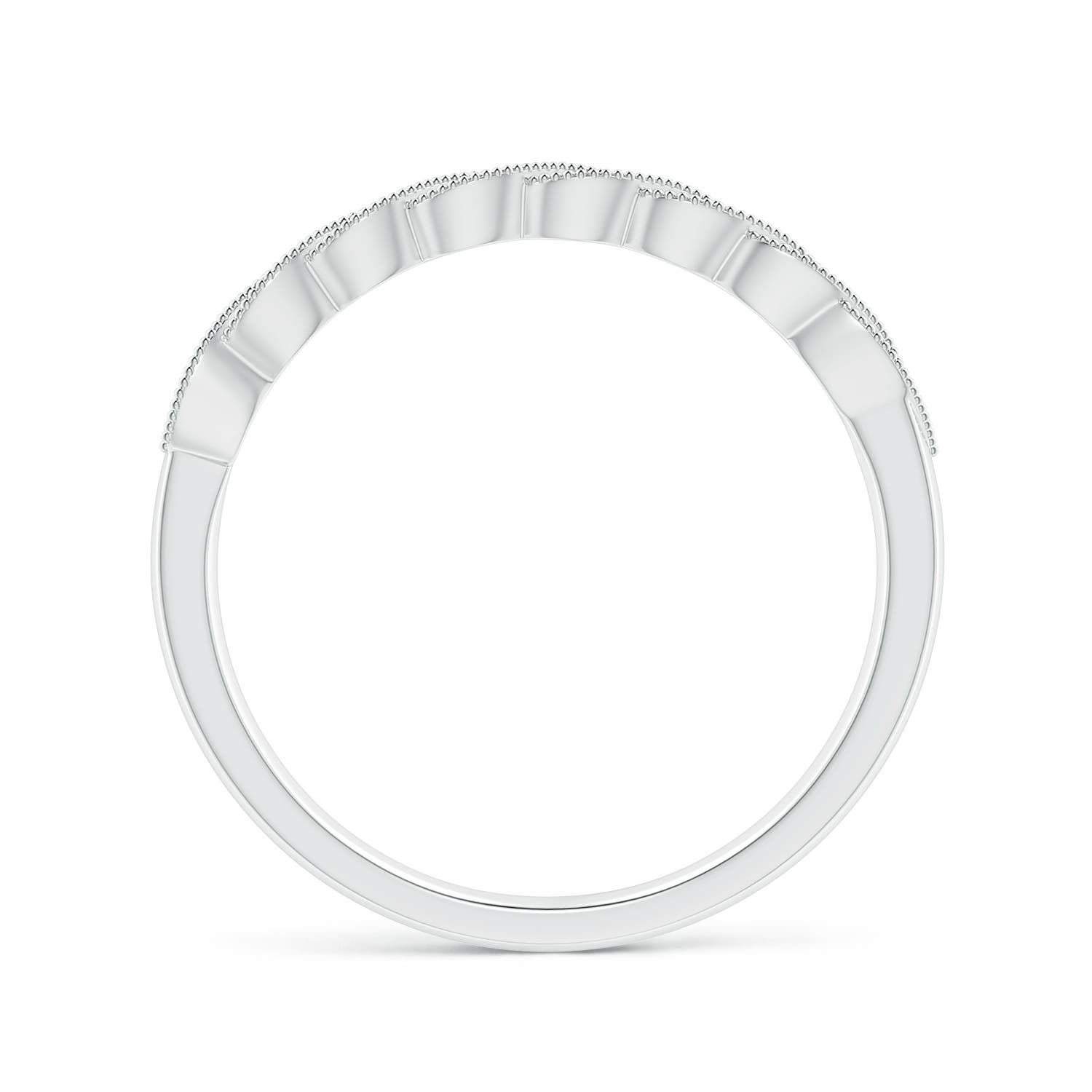 1.1mm GVS2 Aeon Vintage Style Diamond Twisted Half Eternity Milgrain Wedding Band in 18K White Gold