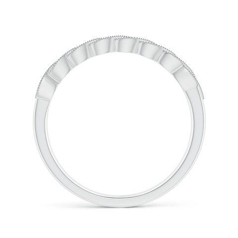 1.1mm GVS2 Aeon Vintage Style Diamond Twisted Half Eternity Milgrain Wedding Band in 18K White Gold