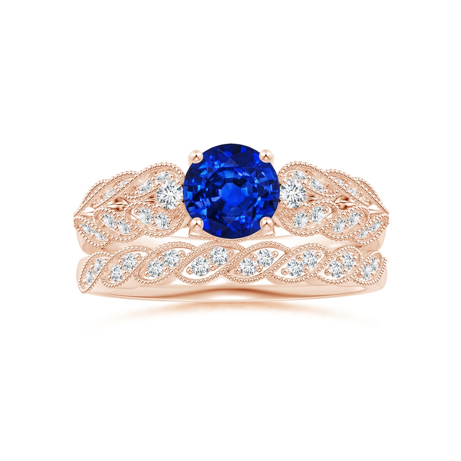 1.1mm GVS2 Aeon Vintage Style Diamond Twisted Half Eternity Milgrain Wedding Band in Rose Gold side-3