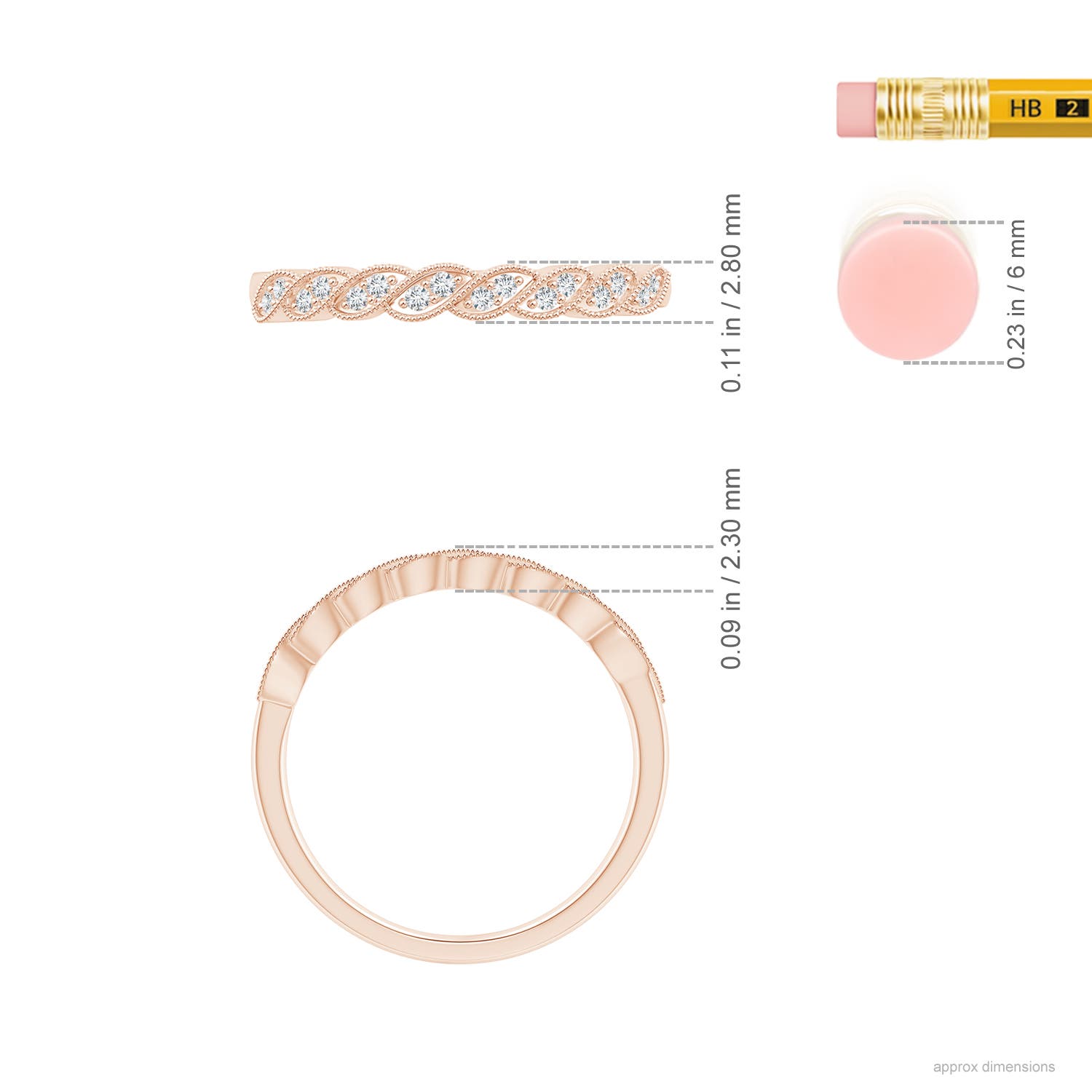 F-G, VS / 0.1 CT / 14 KT Rose Gold