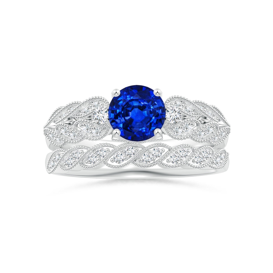 1.1mm GVS2 Aeon Vintage Style Diamond Twisted Half Eternity Milgrain Wedding Band in White Gold side-3