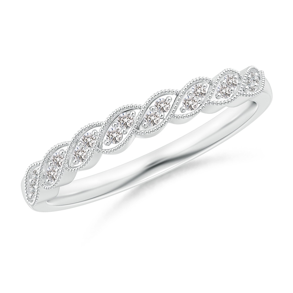 1.1mm IJI1I2 Aeon Vintage Style Diamond Twisted Half Eternity Milgrain Wedding Band in 9K White Gold 