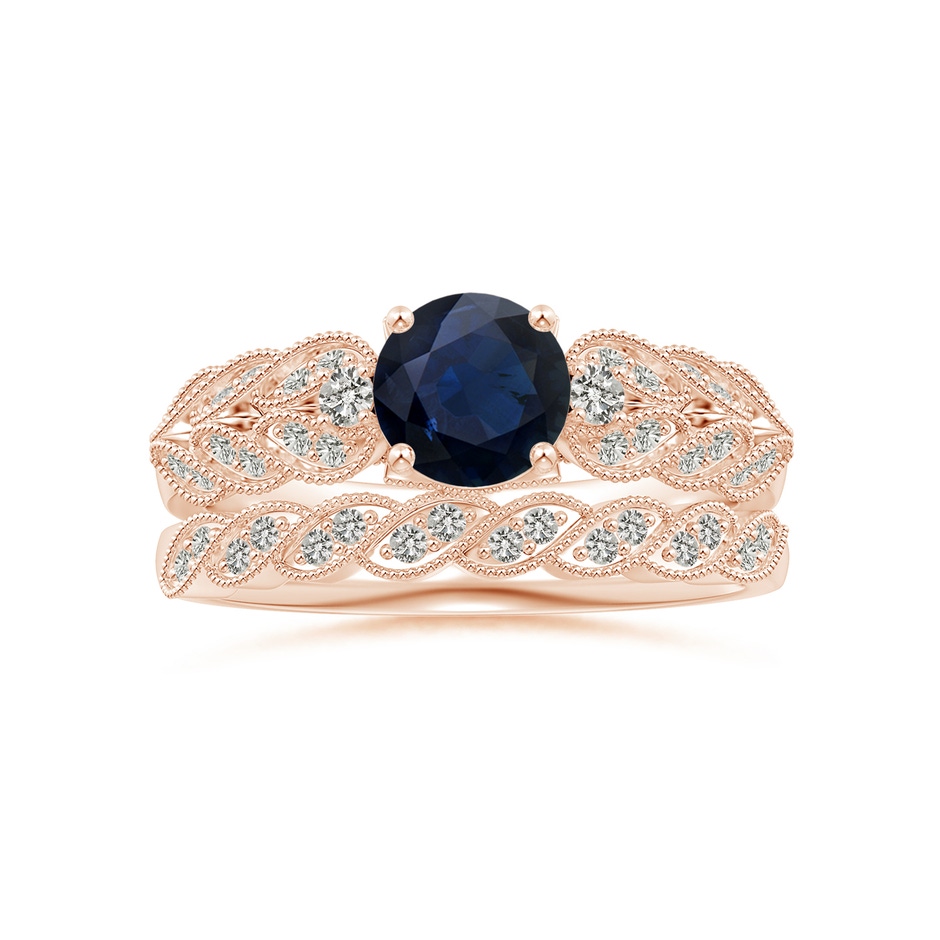 1.1mm KI3 Aeon Vintage Style Diamond Twisted Half Eternity Milgrain Wedding Band in Rose Gold side-3