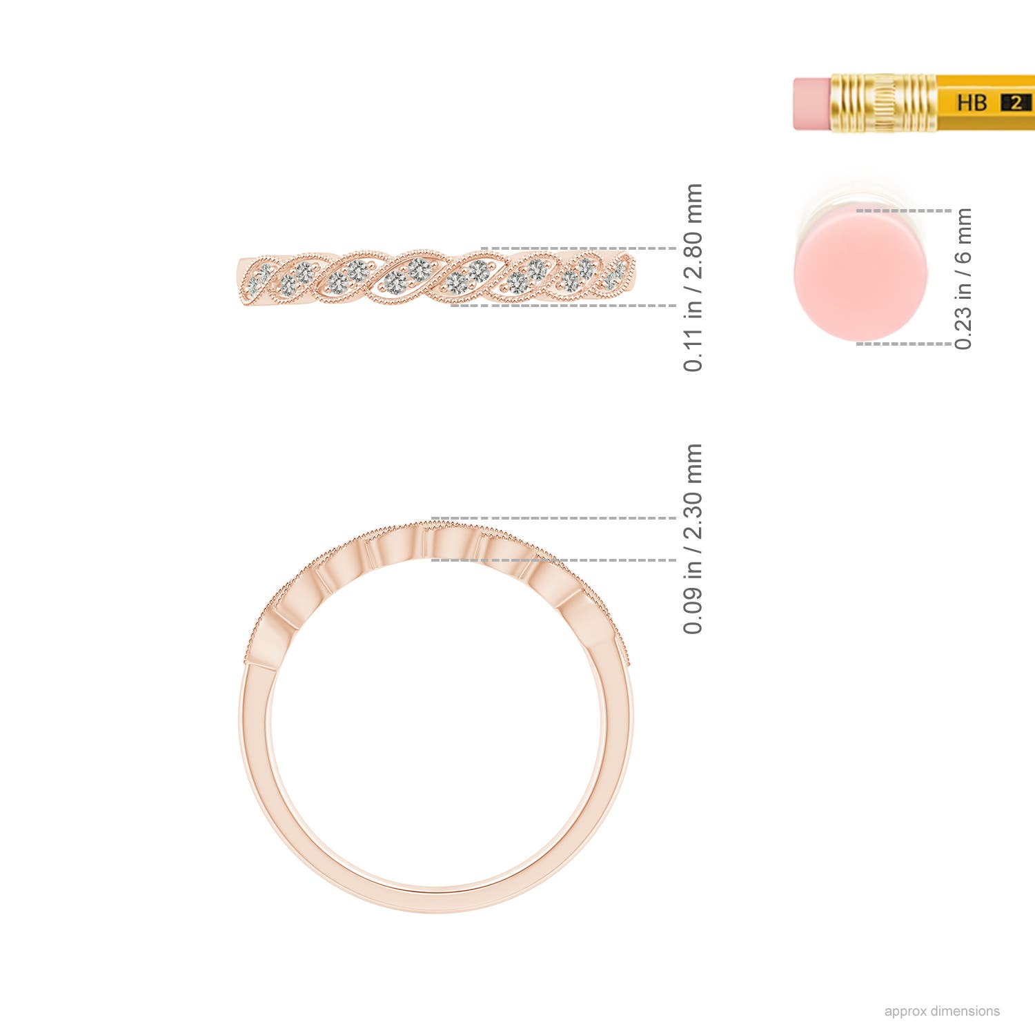 K, I3 / 0.1 CT / 14 KT Rose Gold