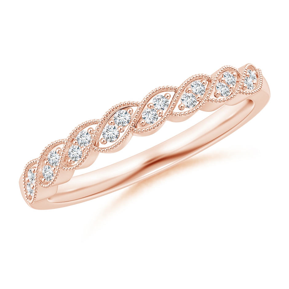 1.2mm GVS2 Aeon Vintage Style Diamond Twisted Half Eternity Milgrain Wedding Band in 18K Rose Gold 