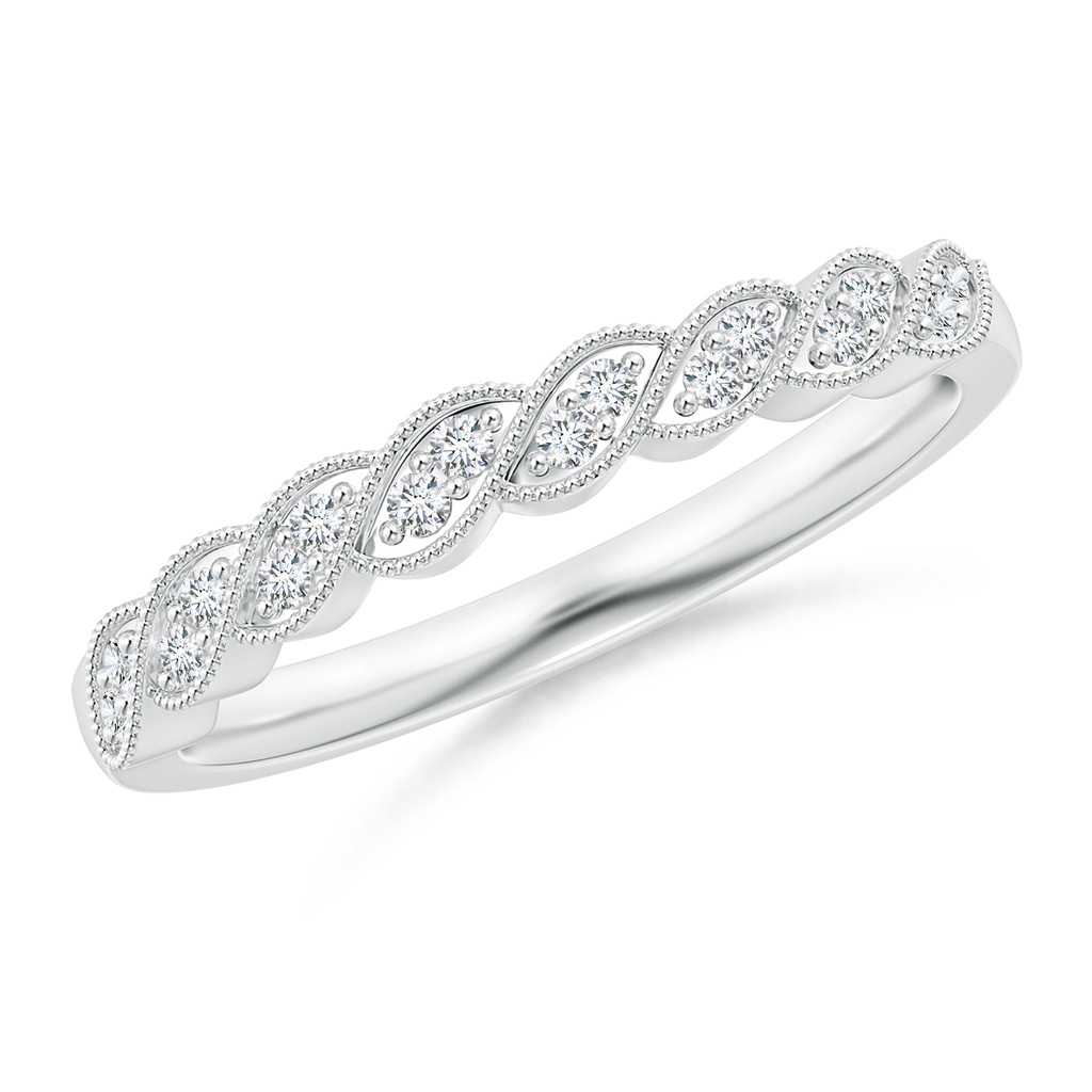 1.2mm GVS2 Aeon Vintage Style Diamond Twisted Half Eternity Milgrain Wedding Band in 18K White Gold