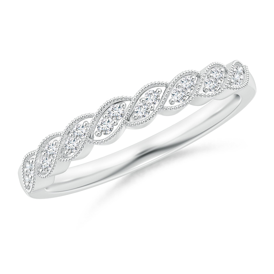 1.2mm GVS2 Aeon Vintage Style Diamond Twisted Half Eternity Milgrain Wedding Band in 18K White Gold 
