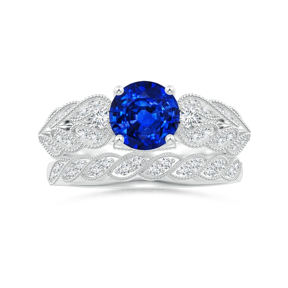 1.2mm GVS2 Aeon Vintage Style Diamond Twisted Half Eternity Milgrain Wedding Band in 18K White Gold side-3