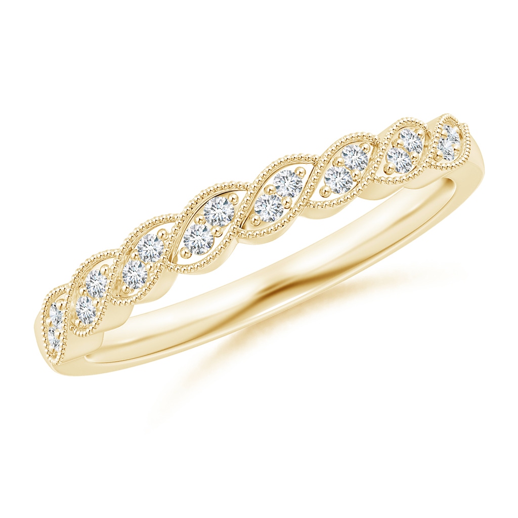 1.2mm GVS2 Aeon Vintage Style Diamond Twisted Half Eternity Milgrain Wedding Band in 18K Yellow Gold