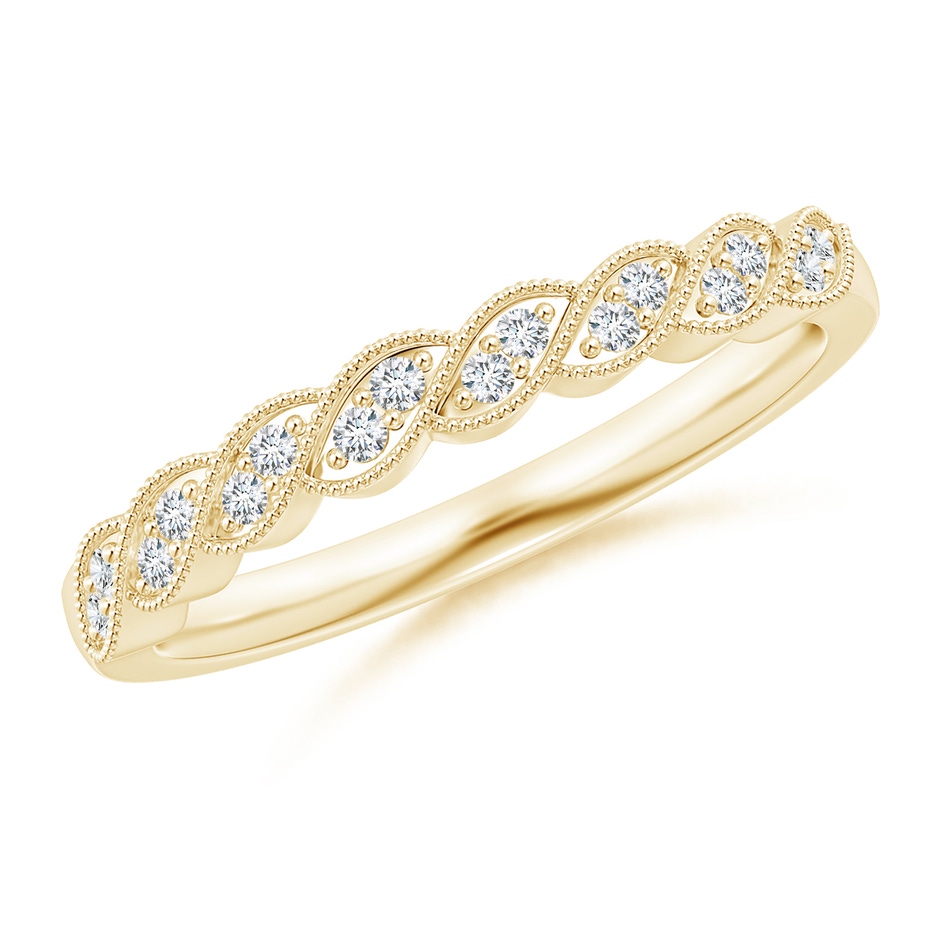 1.2mm GVS2 Aeon Vintage Style Diamond Twisted Half Eternity Milgrain Wedding Band in 18K Yellow Gold 