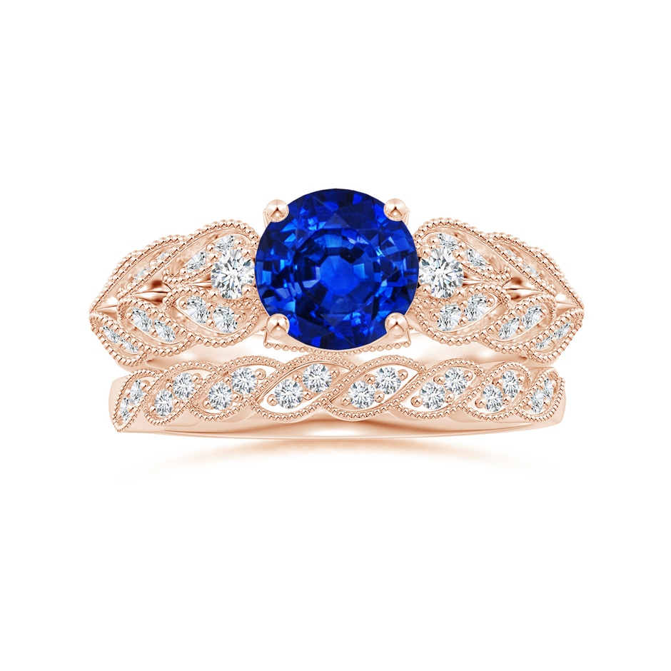 1.2mm GVS2 Aeon Vintage Style Diamond Twisted Half Eternity Milgrain Wedding Band in Rose Gold side-3