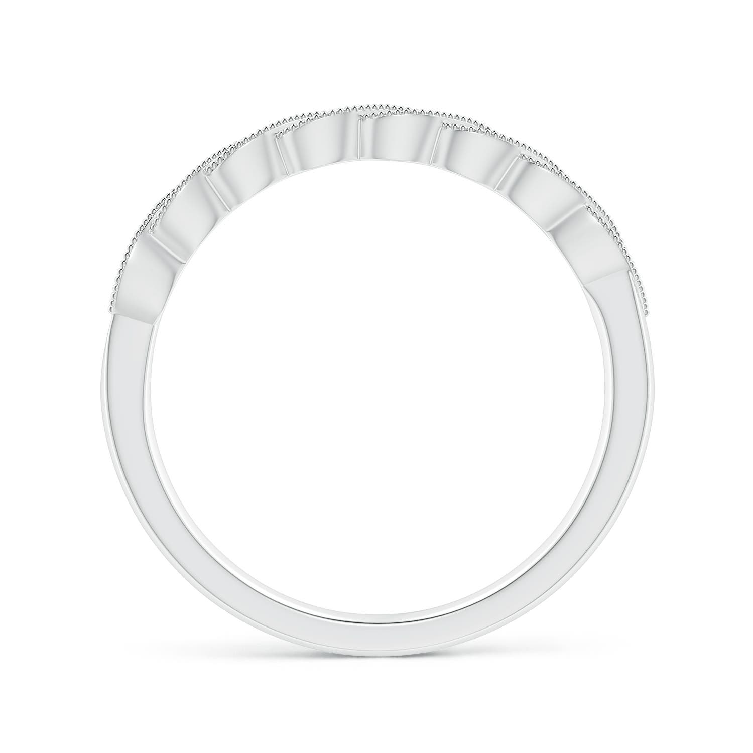 1.2mm HSI2 Aeon Vintage Style Diamond Twisted Half Eternity Milgrain Wedding Band in 18K White Gold