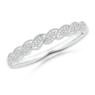 1.2mm HSI2 Aeon Vintage Style Diamond Twisted Half Eternity Milgrain Wedding Band in White Gold