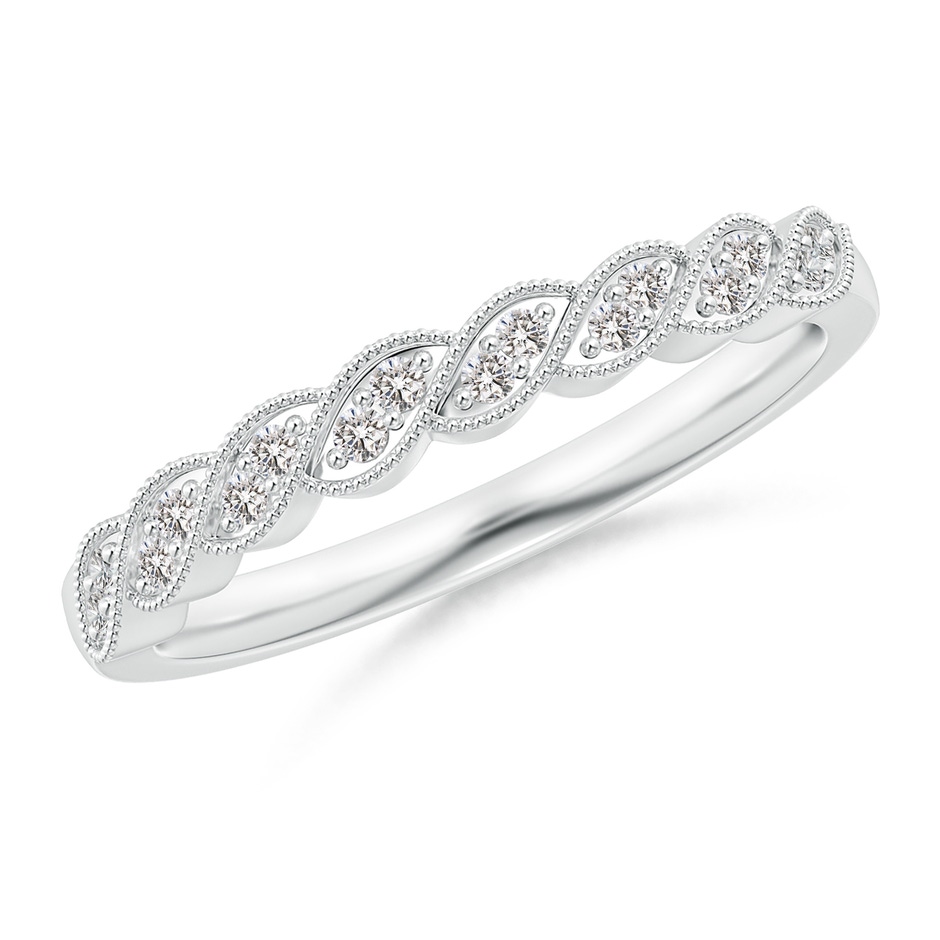 1.2mm IJI1I2 Aeon Vintage Style Diamond Twisted Half Eternity Milgrain Wedding Band in 18K White Gold 