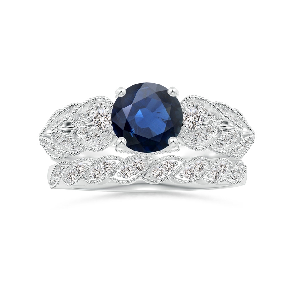 1.2mm IJI1I2 Aeon Vintage Style Diamond Twisted Half Eternity Milgrain Wedding Band in 18K White Gold side-3
