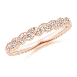 1.2mm IJI1I2 Aeon Vintage Style Diamond Twisted Half Eternity Milgrain Wedding Band in Rose Gold