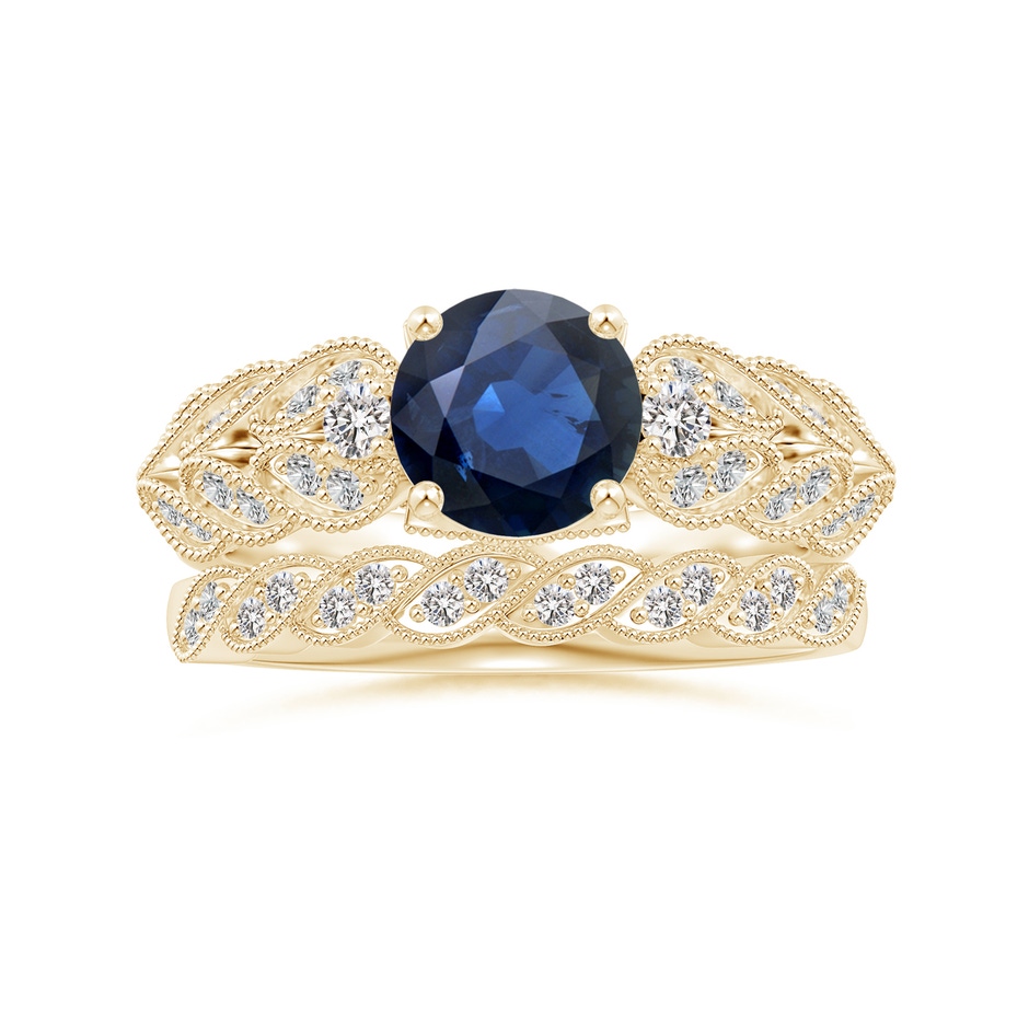 1.2mm IJI1I2 Aeon Vintage Style Diamond Twisted Half Eternity Milgrain Wedding Band in Yellow Gold side-3
