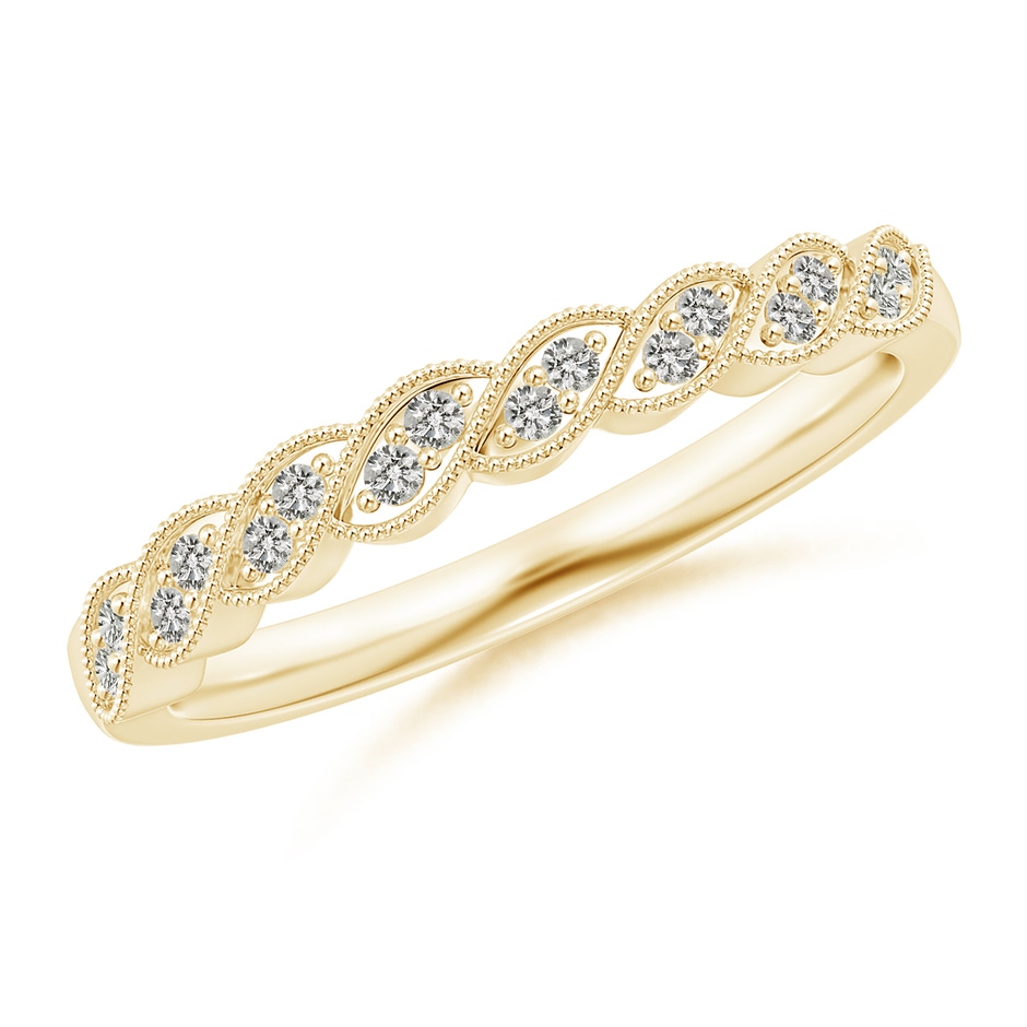 1.2mm KI3 Aeon Vintage Style Diamond Twisted Half Eternity Milgrain Wedding Band in 18K Yellow Gold 