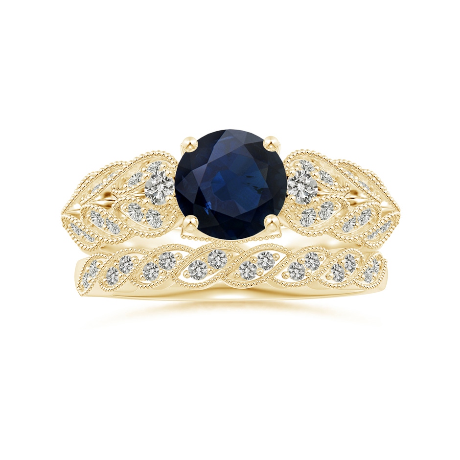 1.2mm KI3 Aeon Vintage Style Diamond Twisted Half Eternity Milgrain Wedding Band in 18K Yellow Gold side-3