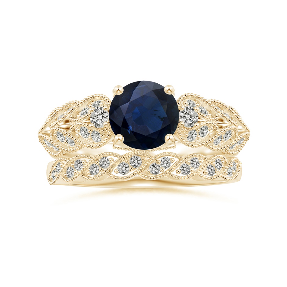 1.2mm KI3 Aeon Vintage Style Diamond Twisted Half Eternity Milgrain Wedding Band in Yellow Gold side-3