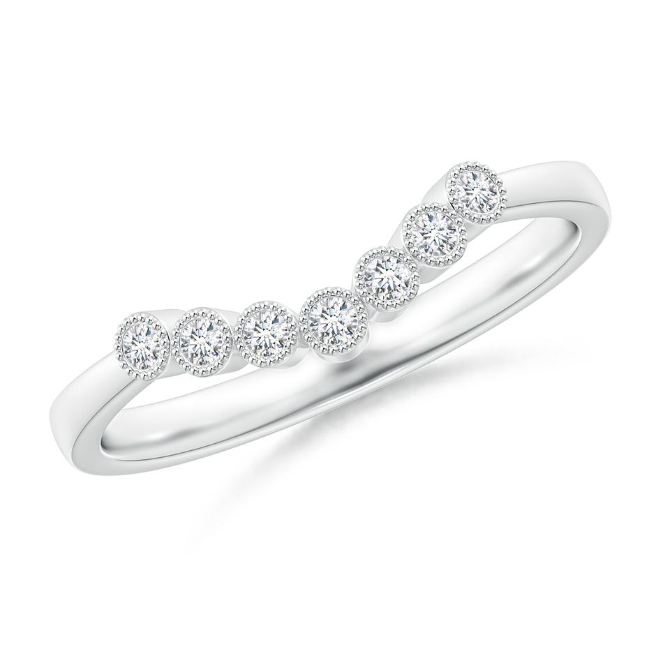 1.5mm GVS2 Aeon Vintage Style Bezel-Set Diamond Milgrain Contour Wedding Band in White Gold 