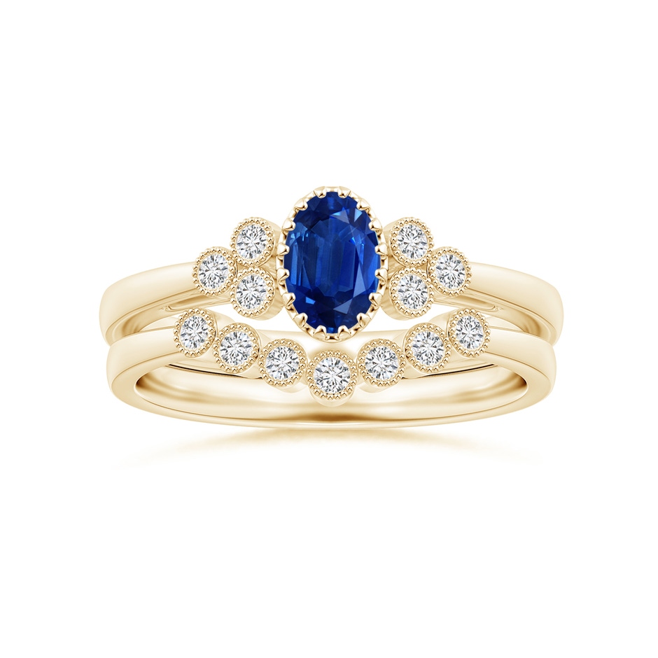 1.5mm HSI2 Aeon Vintage Style Bezel-Set Diamond Milgrain Contour Wedding Band in Yellow Gold side-3