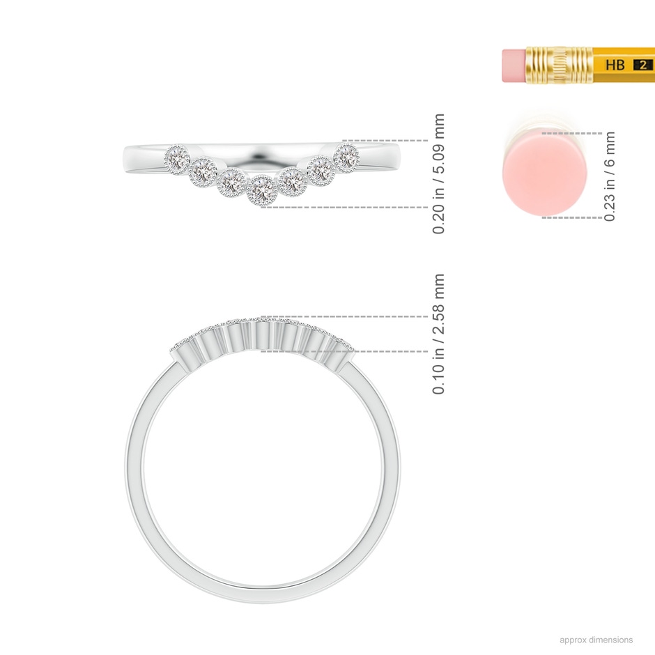1.5mm IJI1I2 Aeon Vintage Style Bezel-Set Diamond Milgrain Contour Wedding Band in White Gold ruler