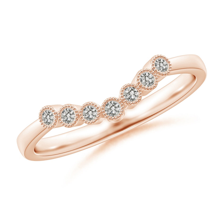 1.5mm KI3 Aeon Vintage Style Bezel-Set Diamond Milgrain Contour Wedding Band in Rose Gold 
