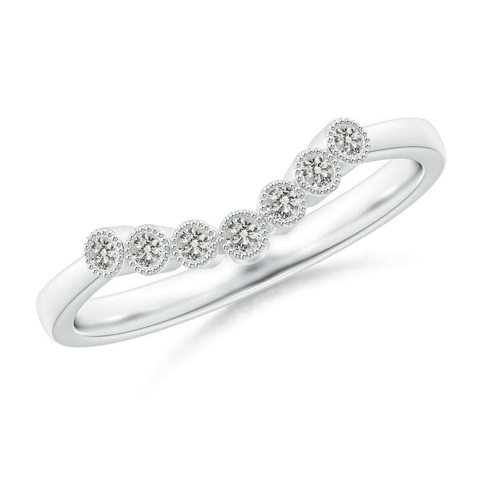 1.5mm KI3 Aeon Vintage Style Bezel-Set Diamond Milgrain Contour Wedding Band in White Gold 