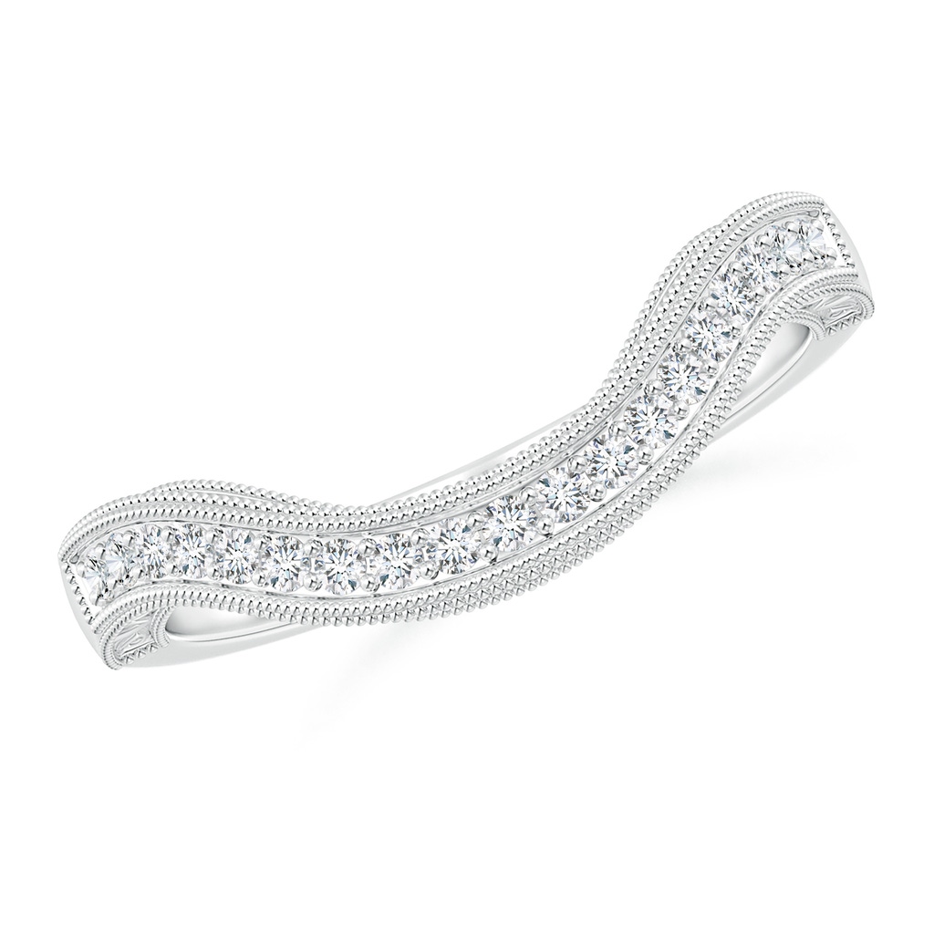 1.3mm GVS2 Aeon Vintage Style Diamond Curved Wedding Band with Filigree in White Gold