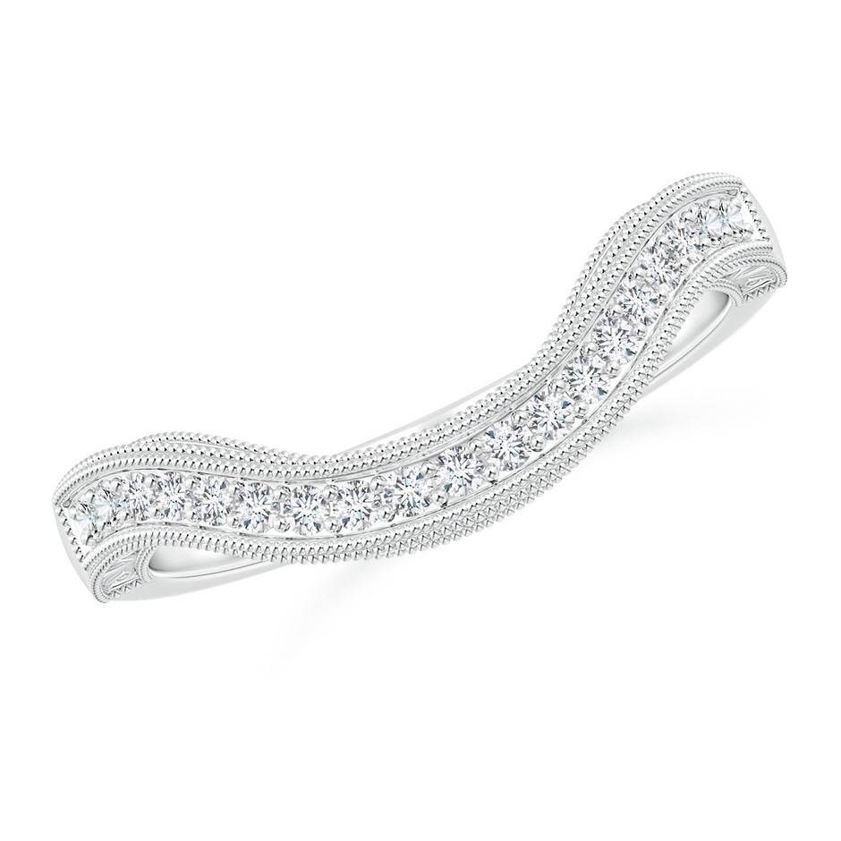 1.3mm GVS2 Aeon Vintage Style Diamond Curved Wedding Band with Filigree in White Gold 