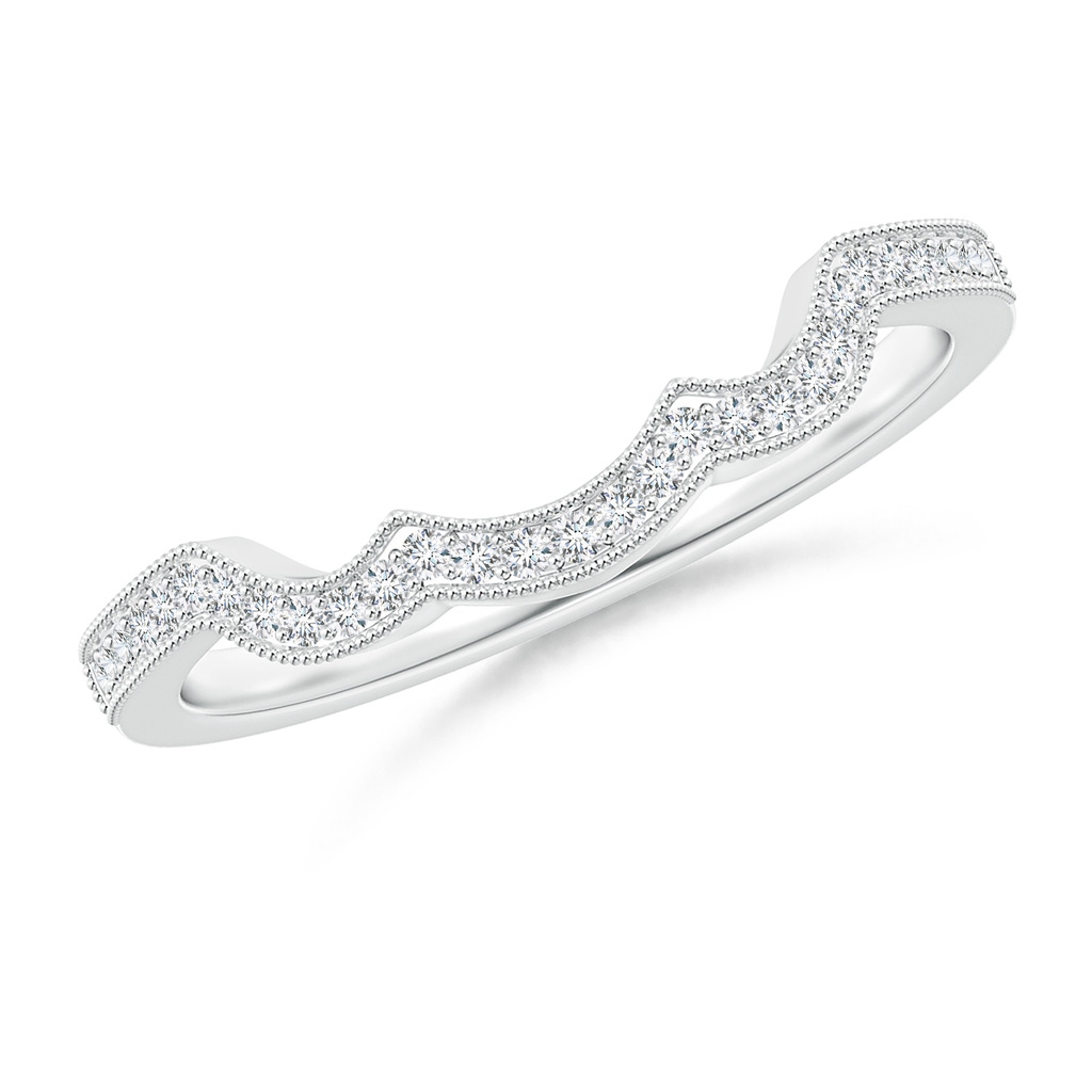 1.05mm GVS2 Aeon Vintage Inspired Diamond Contoured Wedding Band with Milgrain in 18K White Gold