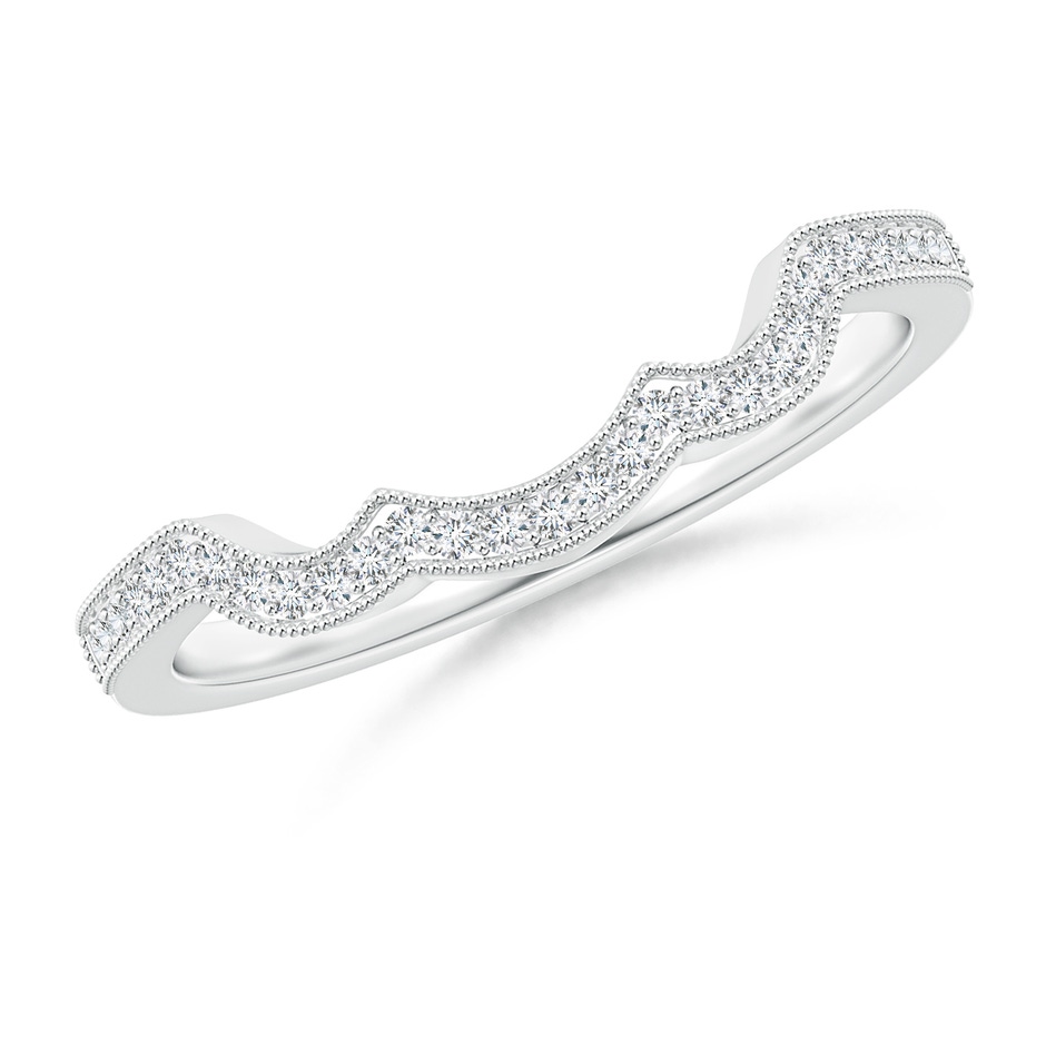 1.05mm GVS2 Aeon Vintage Inspired Diamond Contoured Wedding Band with Milgrain in 18K White Gold 