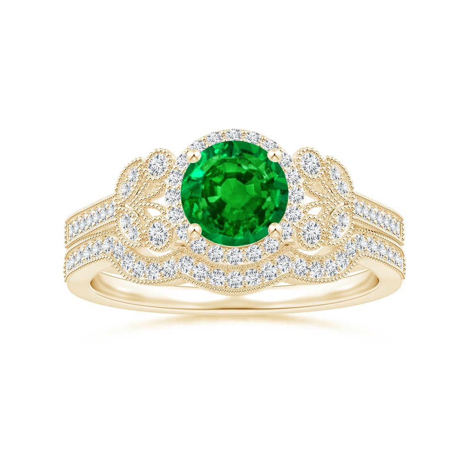 1.05mm GVS2 Aeon Vintage Inspired Diamond Contoured Wedding Band with Milgrain in Yellow Gold side-3