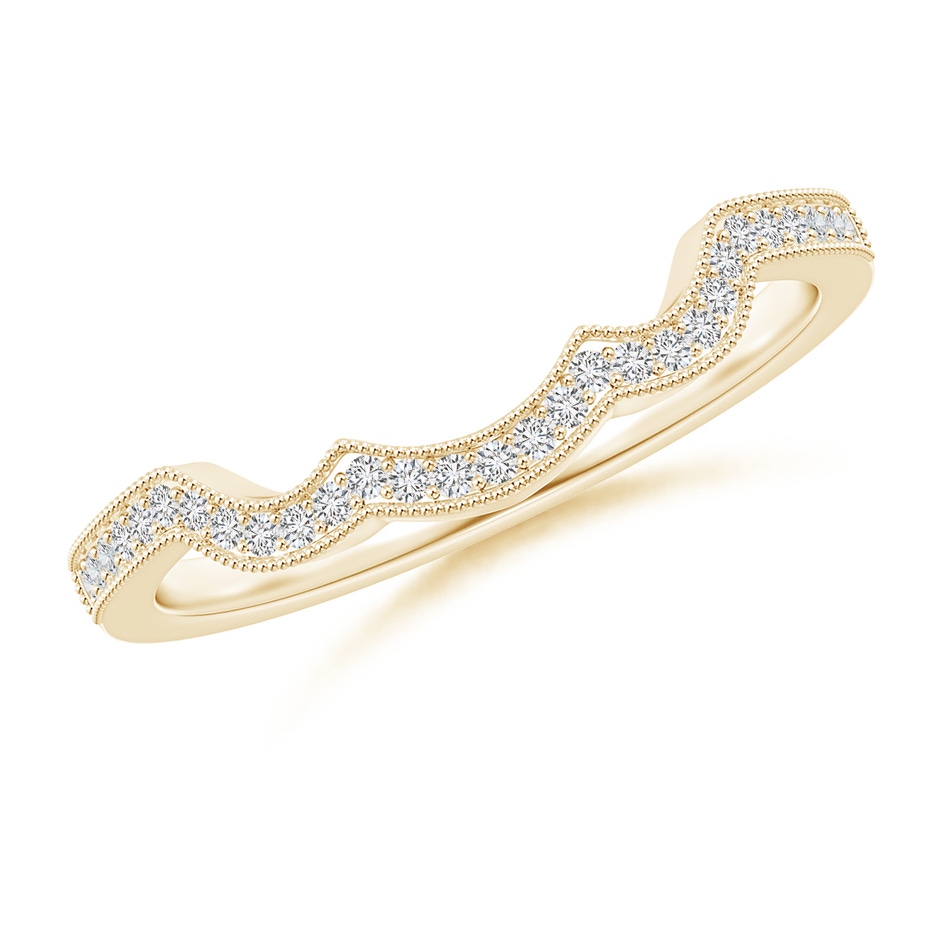 1.05mm HSI2 Aeon Vintage Inspired Diamond Contoured Wedding Band with Milgrain in 9K Yellow Gold 