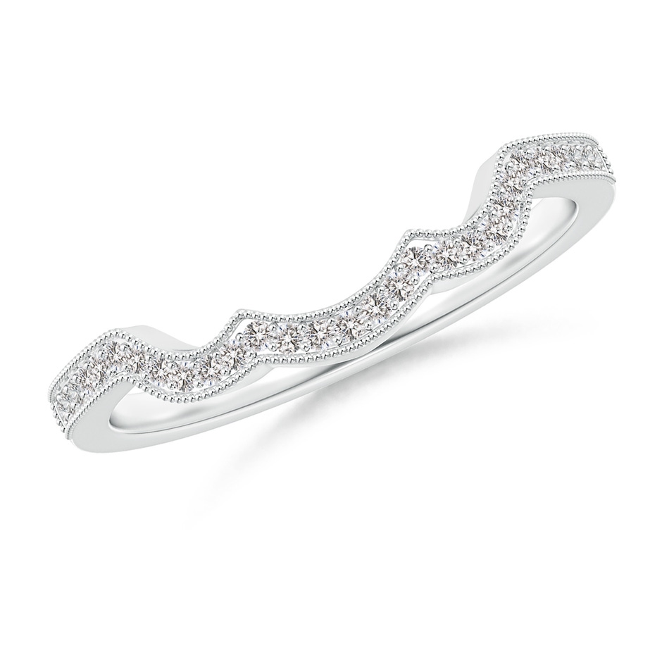 1.05mm IJI1I2 Aeon Vintage Inspired Diamond Contoured Wedding Band with Milgrain in 9K White Gold 