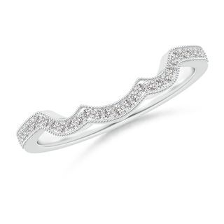 1.05mm IJI1I2 Aeon Vintage Inspired Diamond Contoured Wedding Band with Milgrain in White Gold