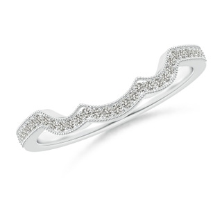 1.05mm KI3 Aeon Vintage Inspired Diamond Contoured Wedding Band with Milgrain in White Gold