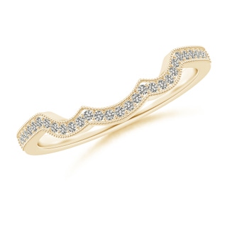 1.05mm KI3 Aeon Vintage Inspired Diamond Contoured Wedding Band with Milgrain in Yellow Gold