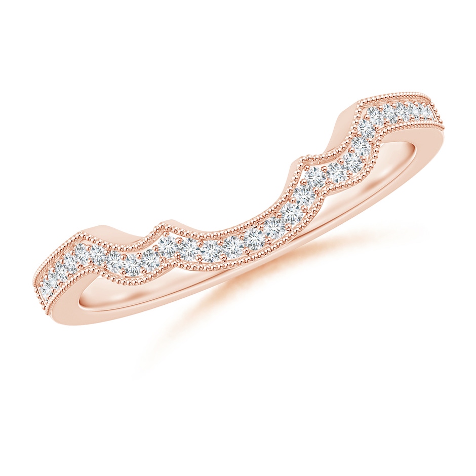 1.15mm GVS2 Aeon Vintage Inspired Diamond Contoured Wedding Band with Milgrain in 18K Rose Gold 