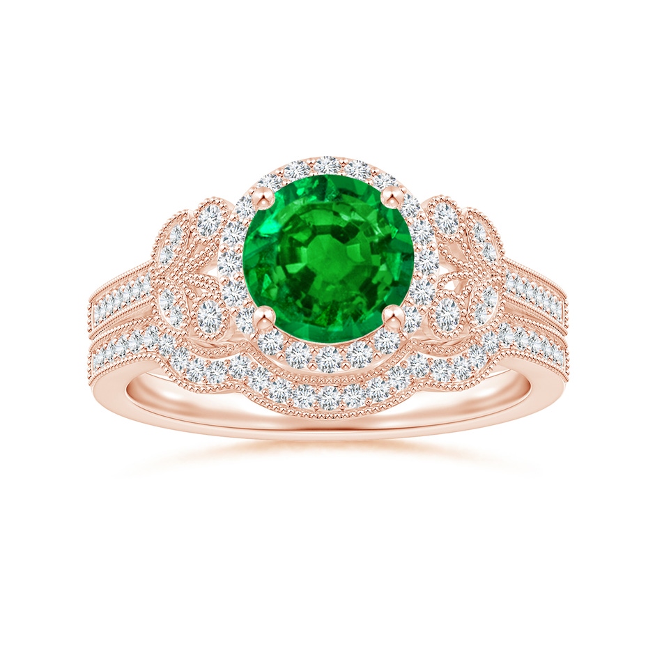 1.15mm GVS2 Aeon Vintage Inspired Diamond Contoured Wedding Band with Milgrain in 18K Rose Gold side-3