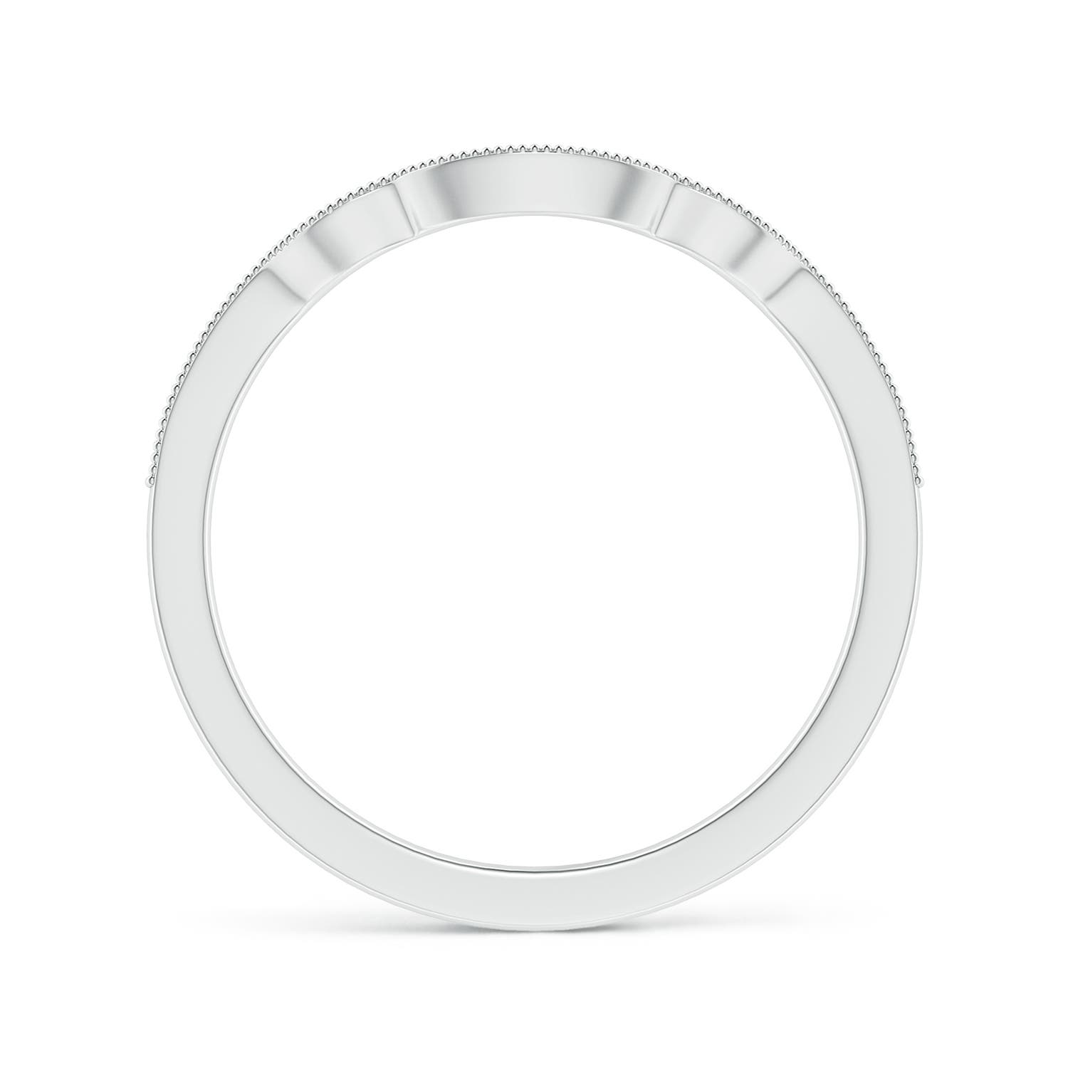 1.15mm HSI2 Aeon Vintage Inspired Diamond Contoured Wedding Band with Milgrain in 18K White Gold