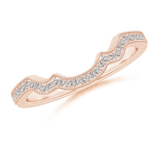 1.15mm IJI1I2 Aeon Vintage Inspired Diamond Contoured Wedding Band with Milgrain in Rose Gold