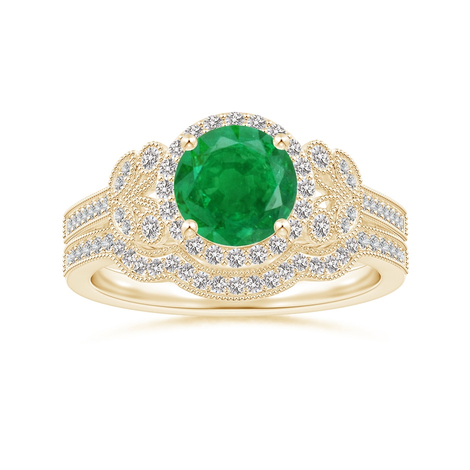 1.15mm IJI1I2 Aeon Vintage Inspired Diamond Contoured Wedding Band with Milgrain in Yellow Gold side-3