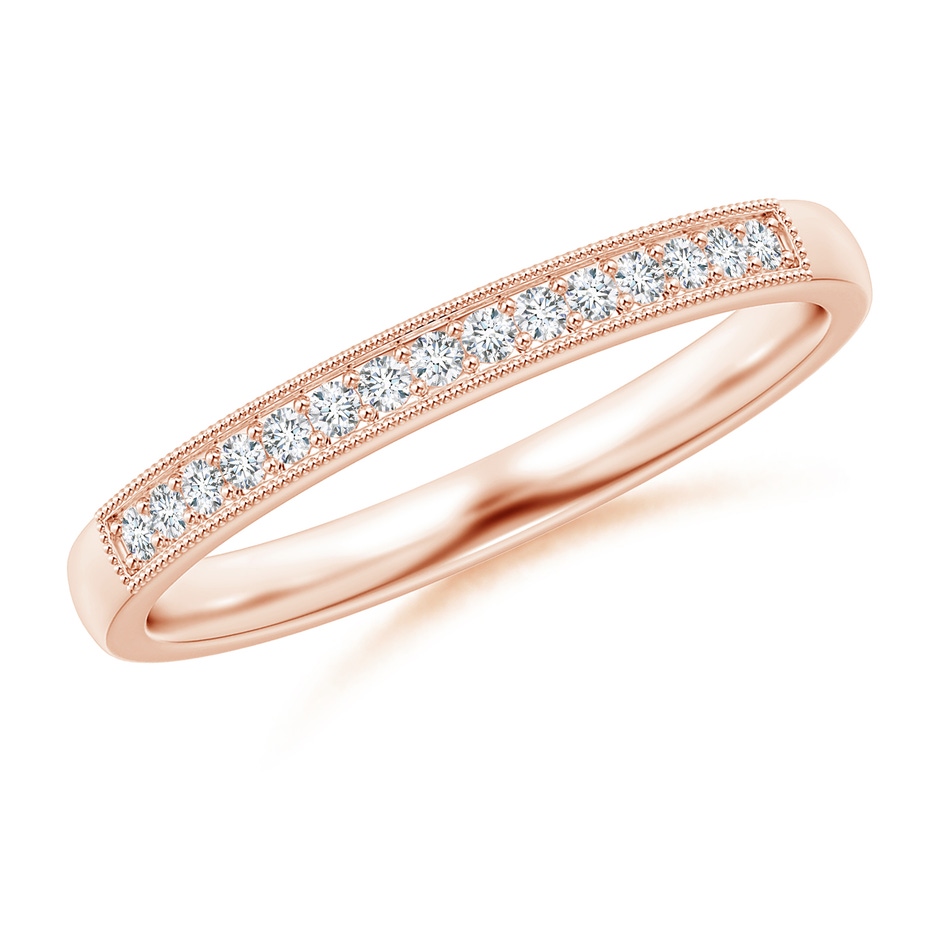 1.2mm GVS2 Aeon Vintage Style Diamond Half Eternity Wedding Band with Milgrain in 18K Rose Gold 