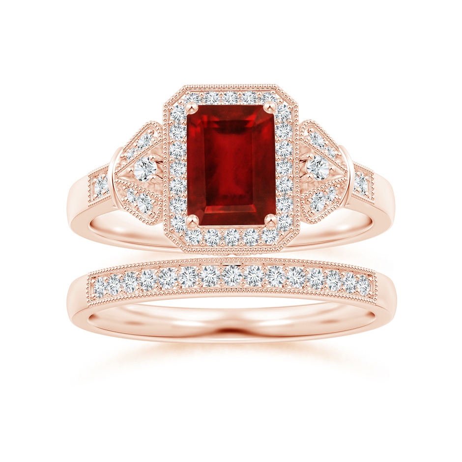 1.2mm GVS2 Aeon Vintage Style Diamond Half Eternity Wedding Band with Milgrain in 18K Rose Gold side-3