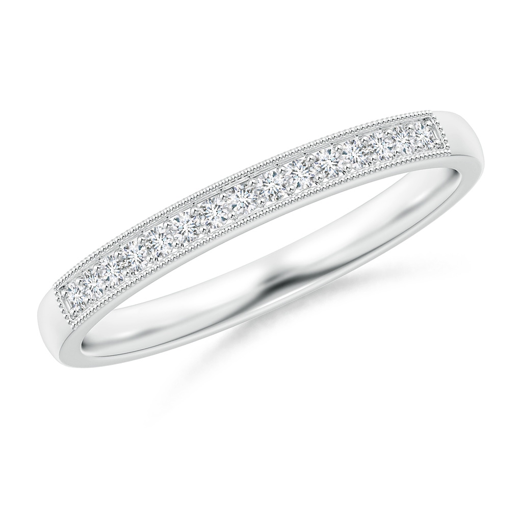 1.2mm GVS2 Aeon Vintage Style Diamond Half Eternity Wedding Band with Milgrain in 18K White Gold