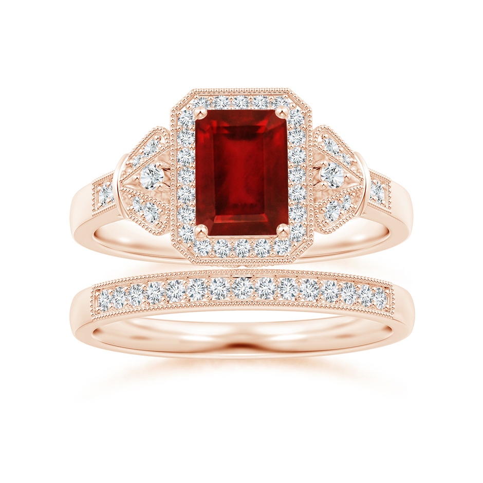 1.2mm GVS2 Aeon Vintage Style Diamond Half Eternity Wedding Band with Milgrain in Rose Gold side-3